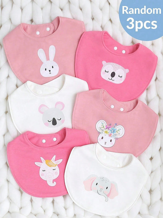 Baberos con estampado de animales lindos, paquete de 3 para bebés varones - Quierox - Tienda Online