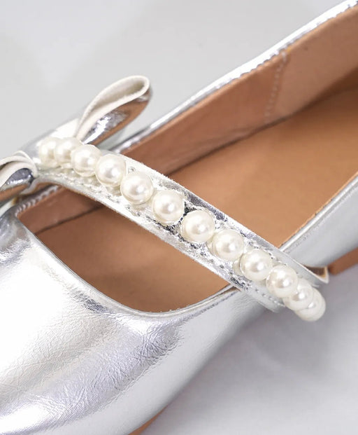 Bailarinas para niñas elegantes con apliques de lazo y perlas de imitación - Quierox - Tienda Online