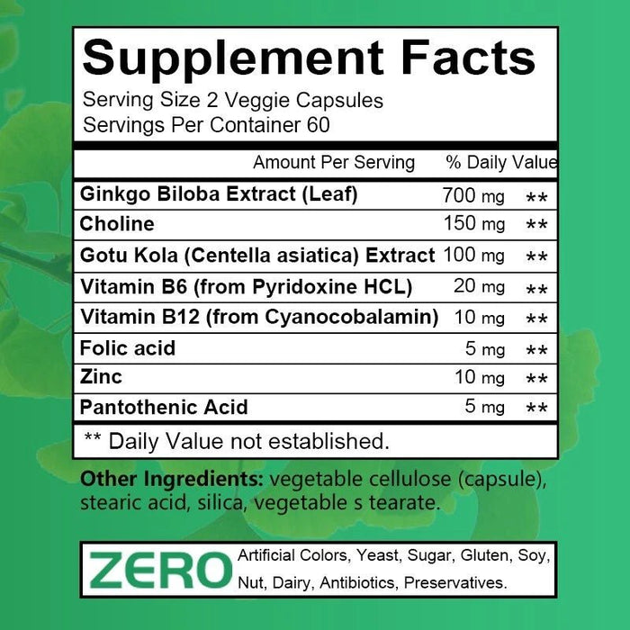 Balincer Extracto de Ginkgo Biloba 1000 mg, 60cápsulas - Sin gluten y sin OMG - Quierox - Tienda Online