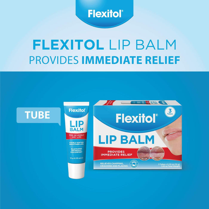 Bálsamo labial Flexitol, tubo de 0,35 onzas, color blanco crema, 3 unidades (paquete de 1) - Quierox - Tienda Online