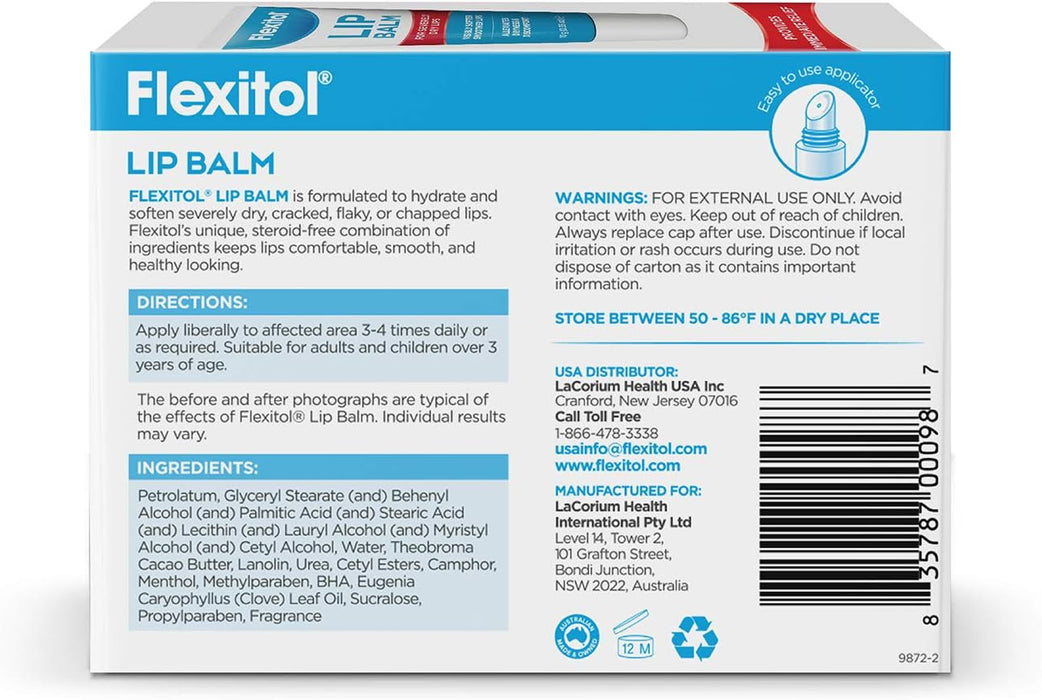 Bálsamo labial Flexitol, tubo de 0,35 onzas, color blanco crema, 3 unidades (paquete de 1) - Quierox - Tienda Online