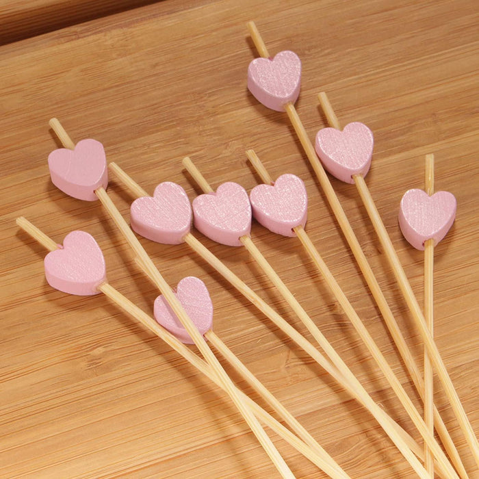 BambooMN Brochetas de bambú de 8.3 pulgadas con forma de corazón rosa - Quierox - Tienda Online