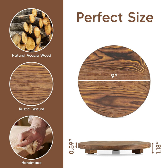 Bandeja decorativa redonda pequeña de madera quemada - Quierox - Tienda Online