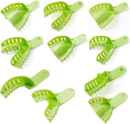 Bandejas de impresión dental perforadas genéricas, juego de 10 bandejas (verde) - Quierox - Tienda Online