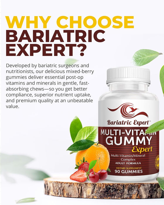 Bariatric Expert Gomitas multivitamínicas, Suplemento dietético de fusión rápida para adultos después de la manga gástrica y bypass - Quierox - Tienda Online