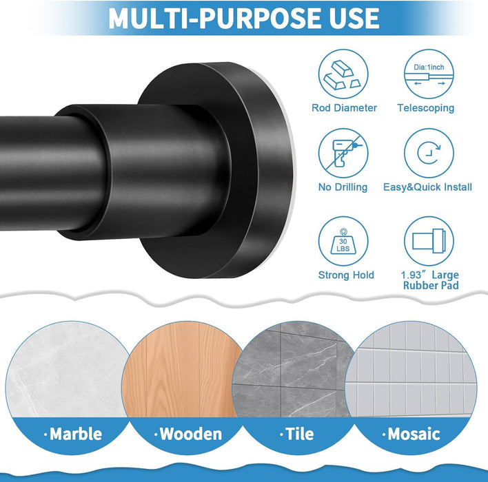 Barra de cortina de ducha negra de 36 a 84 pulgadas (3 - 7 pies) - Quierox - Tienda Online