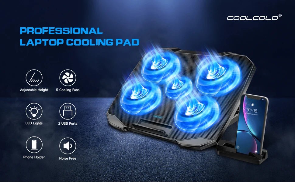 Base de refrigeración para portátil COOLCOOLD para portátiles con soporte para teléfono. - Quierox - Tienda Online