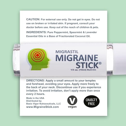 Basic Vigor Migrastil Migraine Stick Rollon - Refrescante y reconfortante para tu cabeza - Quierox - Tienda Online