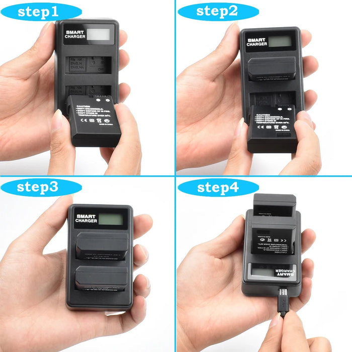 Batería de iones de litio EN - EL14 EN EL14 de 2000 mAh, cargador USB LED para Nikon - Quierox - Tienda Online