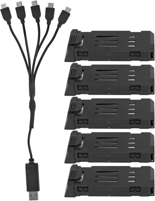 Batería de litio portátil para dron, 3,7 V, 1200 mAh, con cable cargador 5 en 1, para cuadricóptero RC E58 L800 JY019 - Quierox - Tienda Online