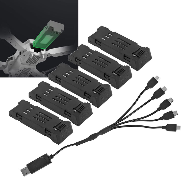 Batería de litio portátil para dron, 3,7 V, 1200 mAh, con cable cargador 5 en 1, para cuadricóptero RC E58 L800 JY019 - Quierox - Tienda Online