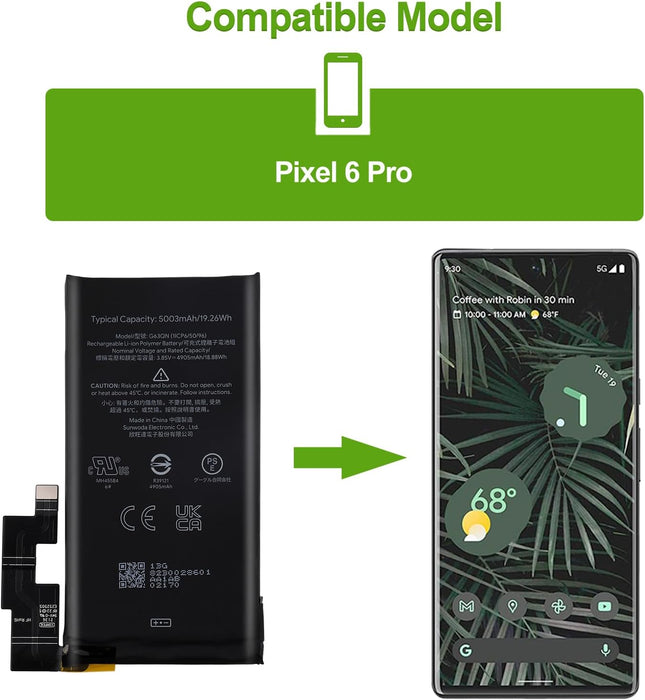 Batería de repuesto G63QN compatible con Google Pixel 6 Pro con herramientas - Quierox - Tienda Online