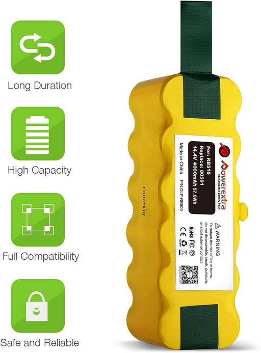 Batería de repuesto Powerextra de 4,0 Ah y 14,4 V compatible con Roomba - Quierox - Tienda Online