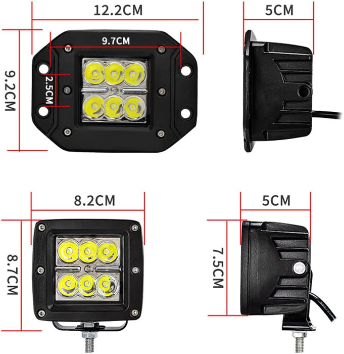 BATLAM 2 luces LED delanteras de 18 W, 12 V - 36 V para 4WD - Quierox - Tienda Online