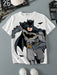 BATMAN X SHEIN Camiseta blanca cómoda e informal de manga corta con cuello redondo y estampado - Quierox - Tienda Online