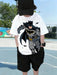 BATMAN X SHEIN Camiseta blanca cómoda e informal de manga corta con cuello redondo y estampado - Quierox - Tienda Online