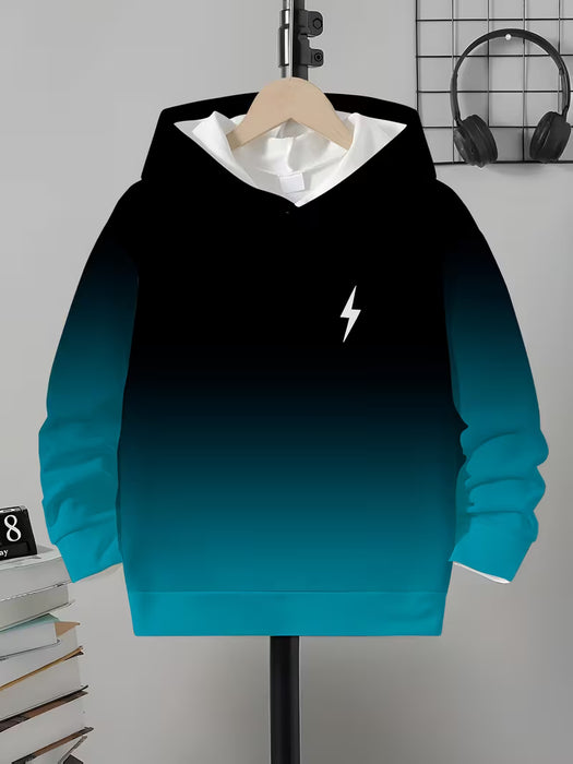 Sudadera con capucha de gradientes de París para niños, casual, manga larga