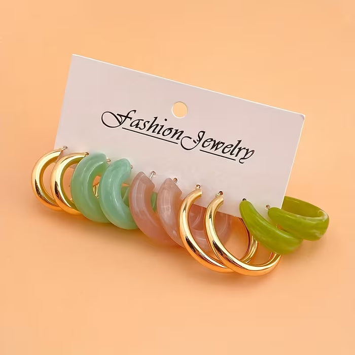 10 Pares De Pendientes De Aro Dorados Con Decoración De Perlas Falsas