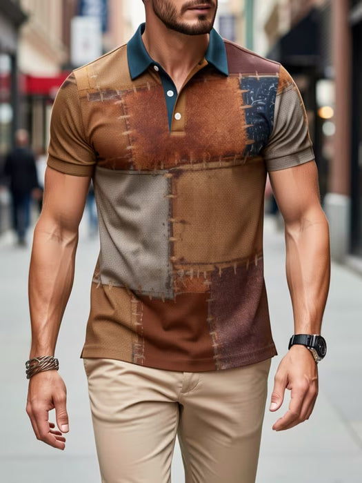 Polo para hombre con estampado digital, polo de manga corta casual y elegante para hombre