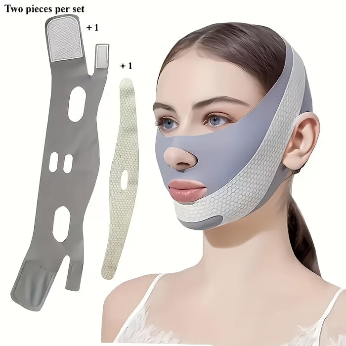 2 Piezas Mascarilla Levantamiento Facial en Forma de V Reutilizable para Reducir la Papada