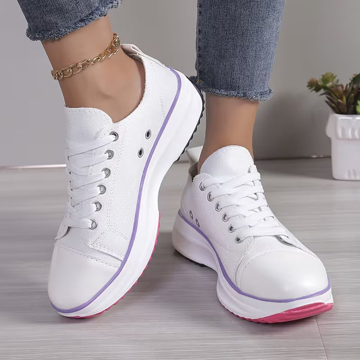 Zapatos informales de lona con cabeza redonda para mujer