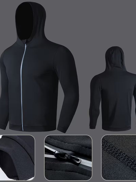 Chaqueta deportiva para hombre, ropa de correr de manga larga con cremallera que brilla en la oscuridad