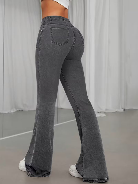 GILIPUUR MH1025 Pantalones Largos de Mezclilla Rectos de Color Sólido, Elásticos, Versátiles, Modernos