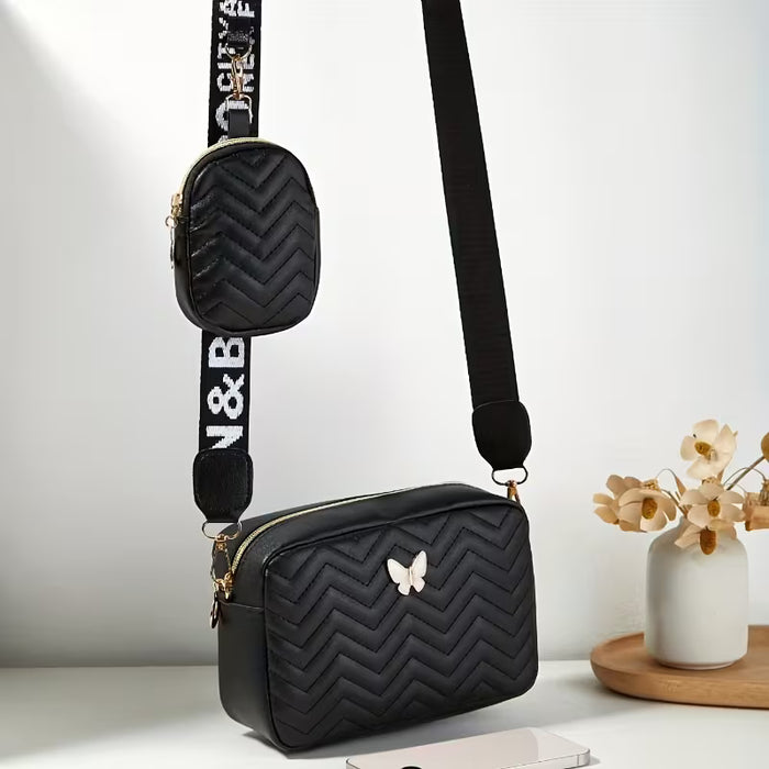 Bolso Multifuncional Bandolera Cuadrado, Con Relieve, De Hombro, Con Mini Cartera