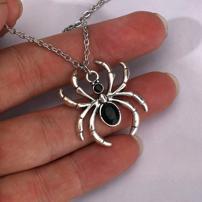 Collar con colgante de araña de rinestones góticos elegantes con gemas sintéticas, aleación, para uso diario