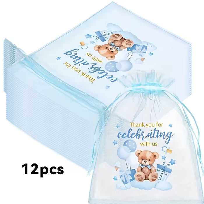 12 bolsas de regalo para baby shower, de gasa transparentes