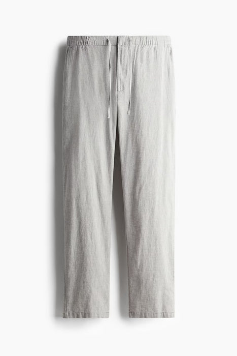 H&M Pantalones de corte regular de mezcla de lino-Gris