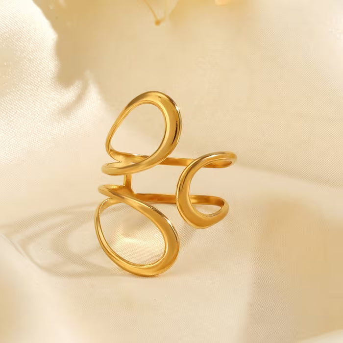 Anillo abierto de diseño minimalista en línea, elegante y lujoso