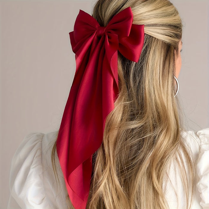 15 Lazos para el Cabello de Poliéster de Colores Aleatorios con Colas Largas