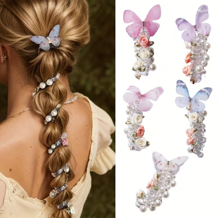 3pcs Lazos para el cabello dulces con forma de mariposa y rosa