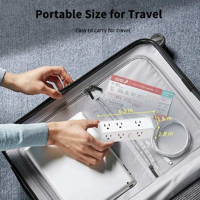 Extensor de enchufes de pared con 9 tomas con enchufe giratorio de 360°