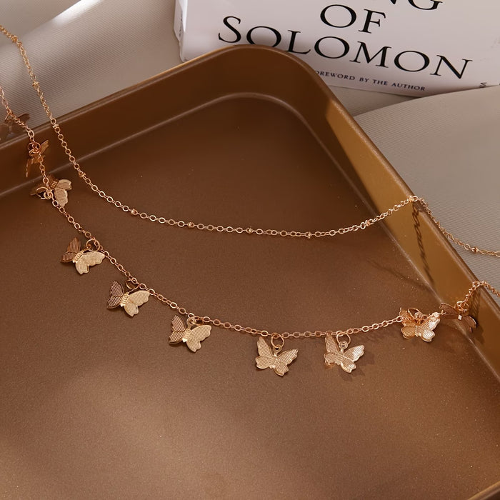 Collar de 2pcs con Colgante Mariposa Dorada para Mujeres