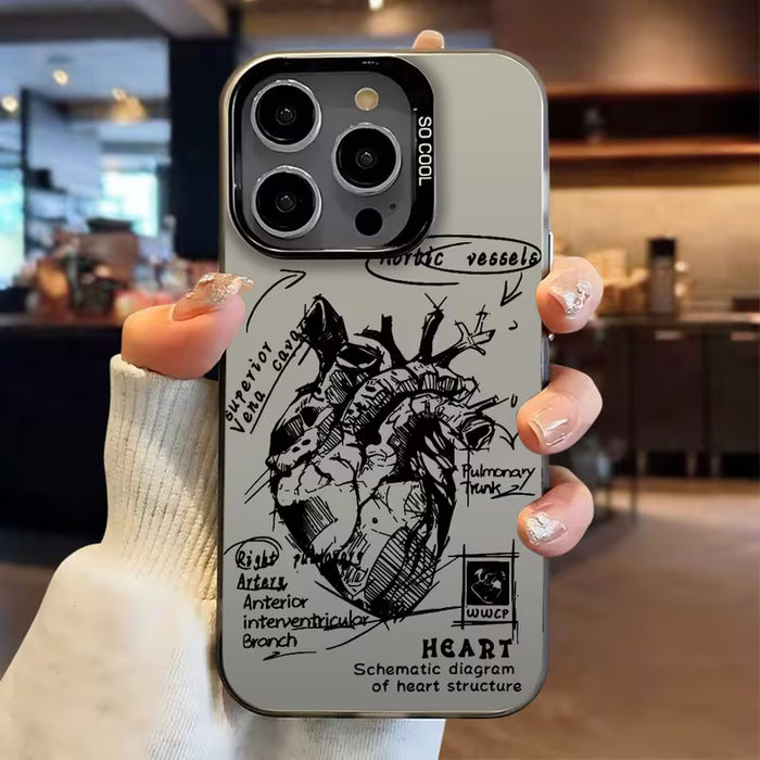 Funda de Estilo de Moda de Alta Gama con Estampado de Estructura de Corazón compatible con iPhone XR