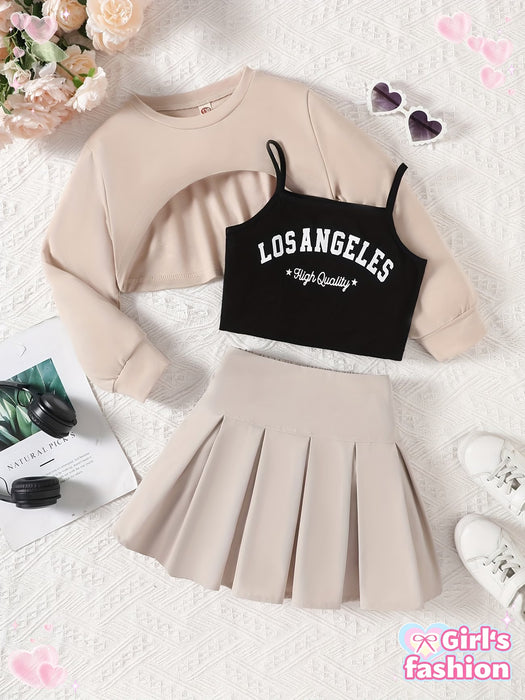 Conjunto de 3 piezas para niñas de primavera y otoño para exteriores