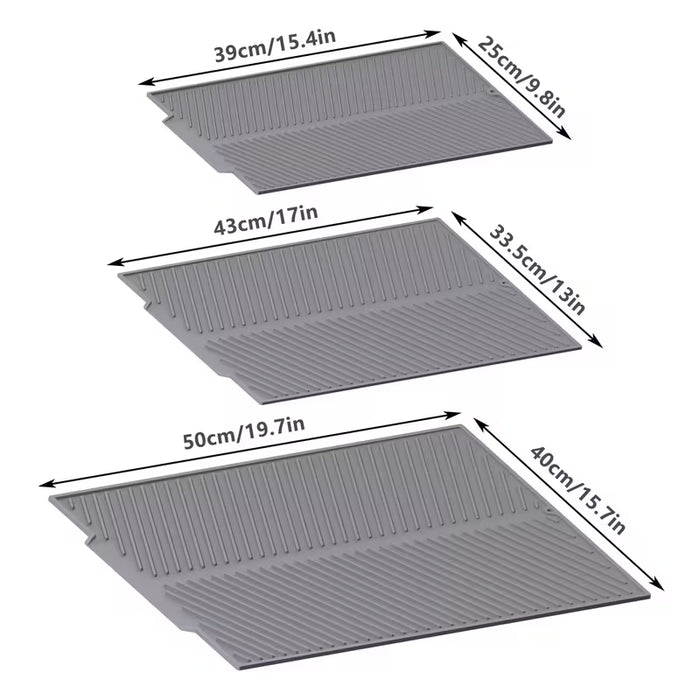 1pc Tapete de silicona para secar platos y tazones con drenaje incorporado