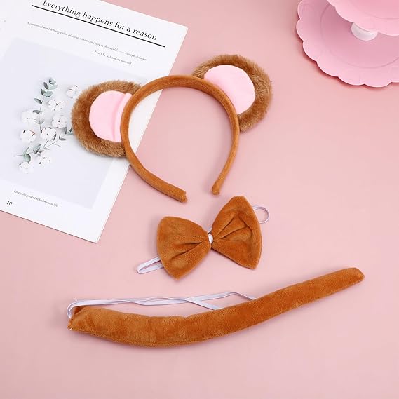 Beaupretty Conjunto de disfraz de mono – 1 juego de orejas de mono, cola y corbatín - Quierox - Tienda Online