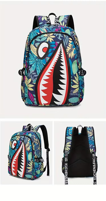 Mochila Deportiva para Niños con Estampado Graffiti, Bolso Escolar