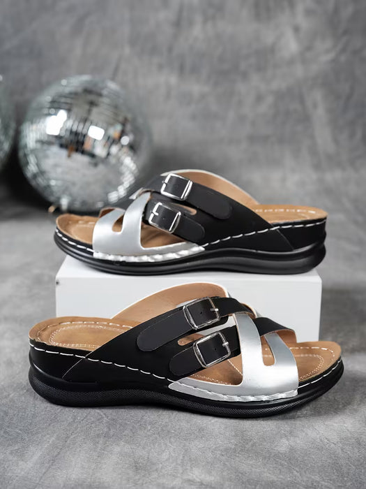 Sandalias de cuña elegantes para mujer - Con suela gruesa