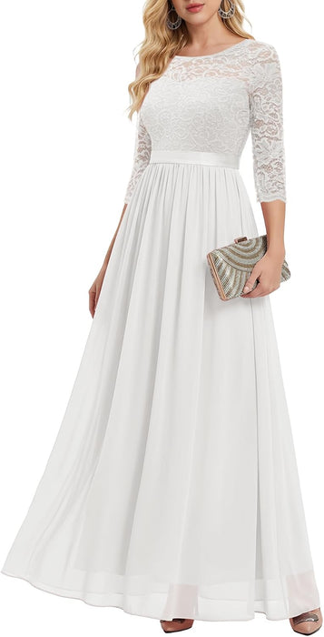 BeryLove Vestido de fiesta formal de manga larga para mujer, con encaje, para boda - Quierox - Tienda Online