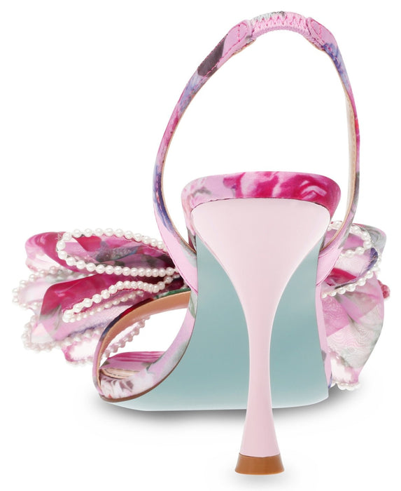 Betsey Johnson Sandalias de tacón con lazo de malla color cervatillo para mujer - Floral rosa - Quierox - Tienda Online