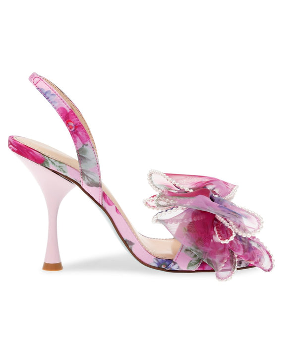Betsey Johnson Sandalias de tacón con lazo de malla color cervatillo para mujer - Floral rosa - Quierox - Tienda Online