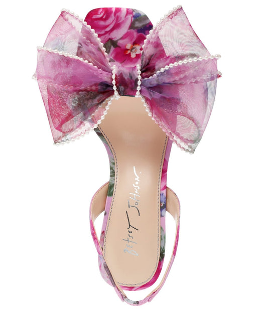 Betsey Johnson Sandalias de tacón con lazo de malla color cervatillo para mujer - Floral rosa - Quierox - Tienda Online