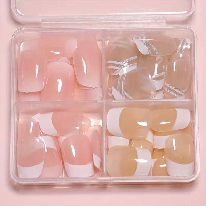 Juego de  uñas postizas cuadradas cortas