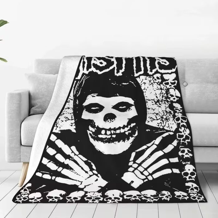 1 Manta con Estampado de Calavera Misfits - Manta de Poliéster Ultra Suave