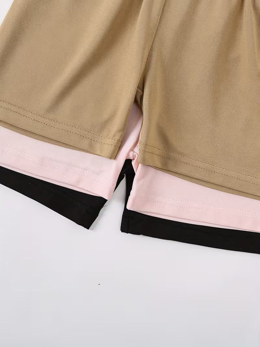 Conjunto De 3 Piezas De Ropa De Verano Para Bebé Con Estampado De "Los Angeles", Incluye Camiseta Y Pantalones Cortos