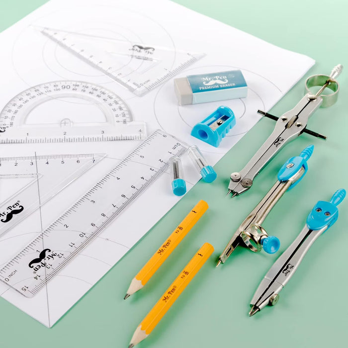 Mr. Pen Juego de geometría , 13 piezas, kit de geometría con caja